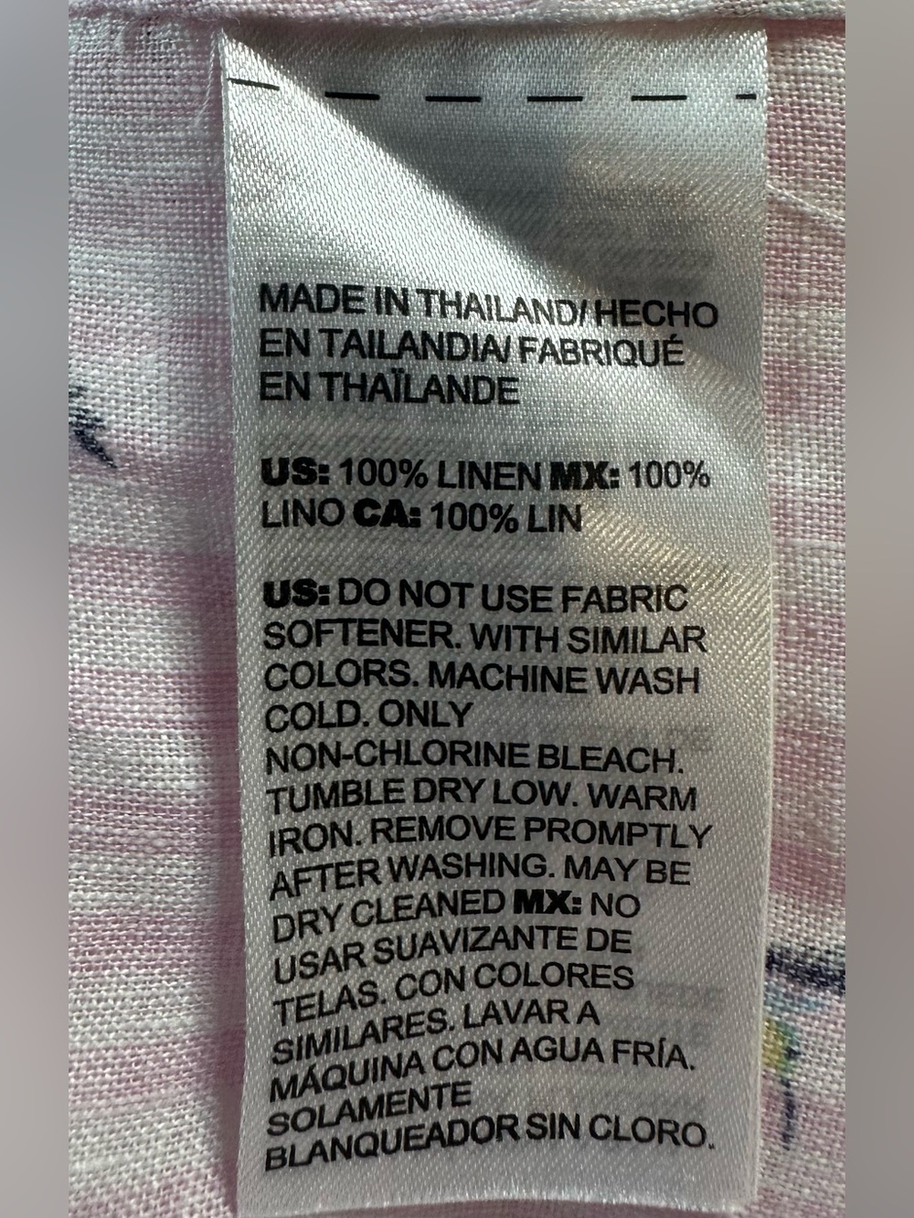 Chico’s No Iron 100% Linen Pink Stripe Birds Button Front Shirt 3/4 Sleeve Sz L - Picture 6 of 8